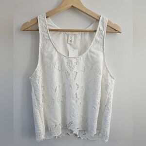 NWT White Floral Lace Tank Top